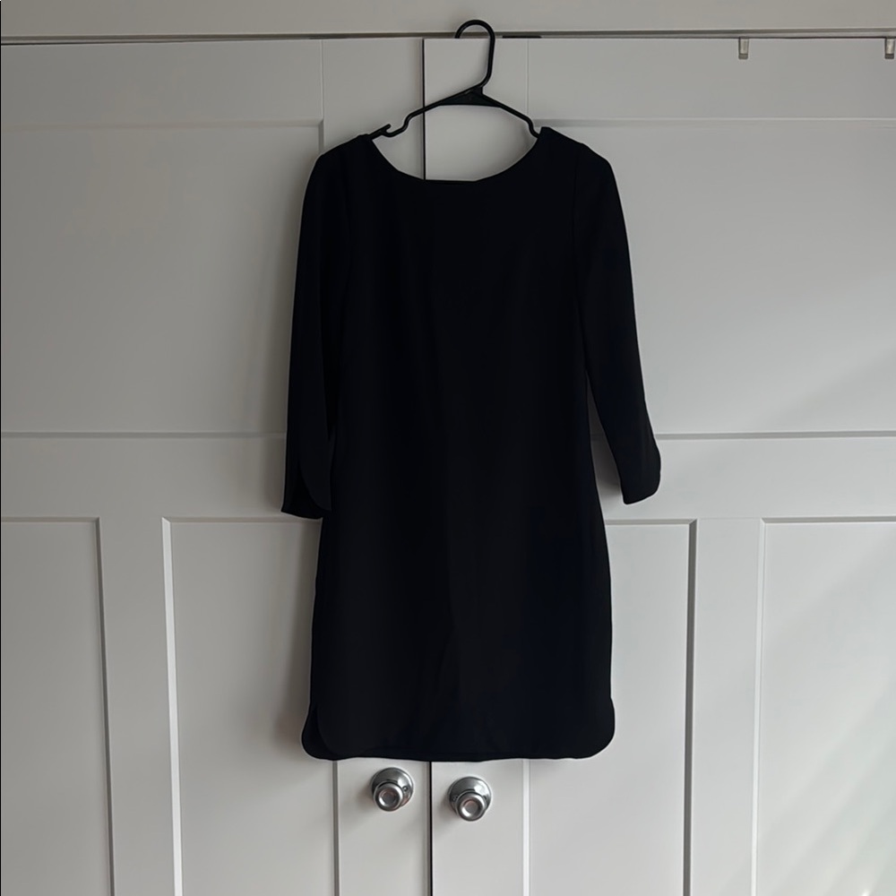 Vince Camuto Black Sheath Dress 3/4 Sleeve Crew Neck